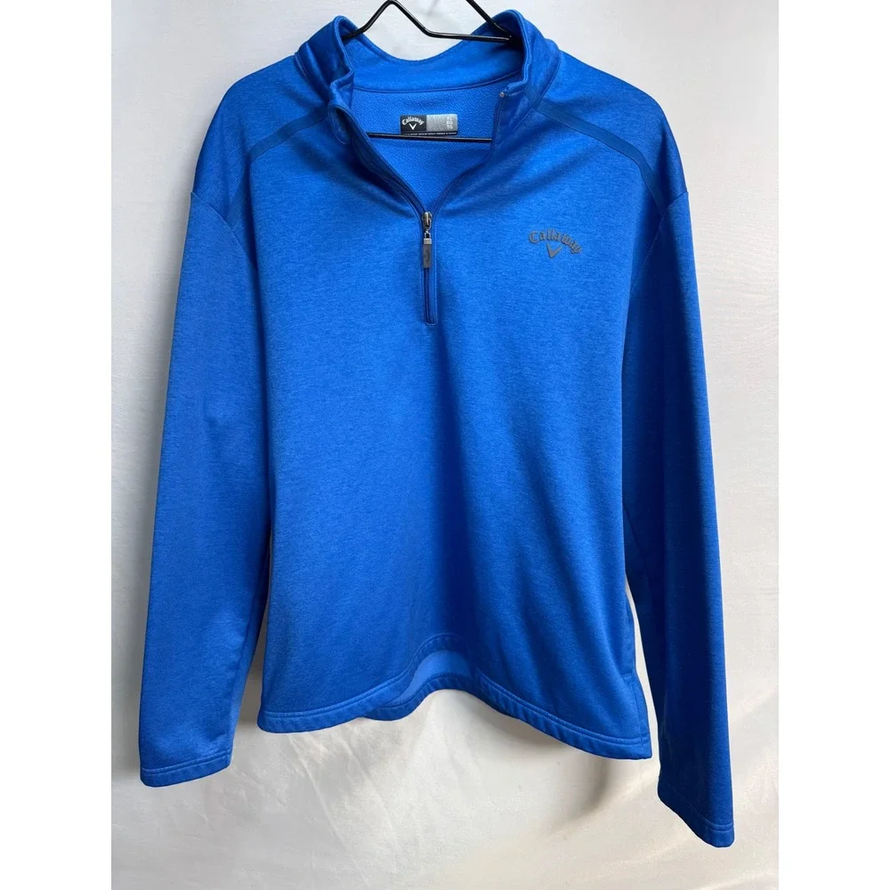 Callaway Mens XL Blue Heather Quarter Zip Fleece Pullover Golf Jacket SA3380